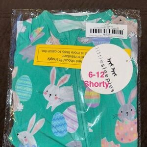 Little Sleepies 6-12 Green Hoppy Days bamboo shorty zippy pj, Easter, Bunny